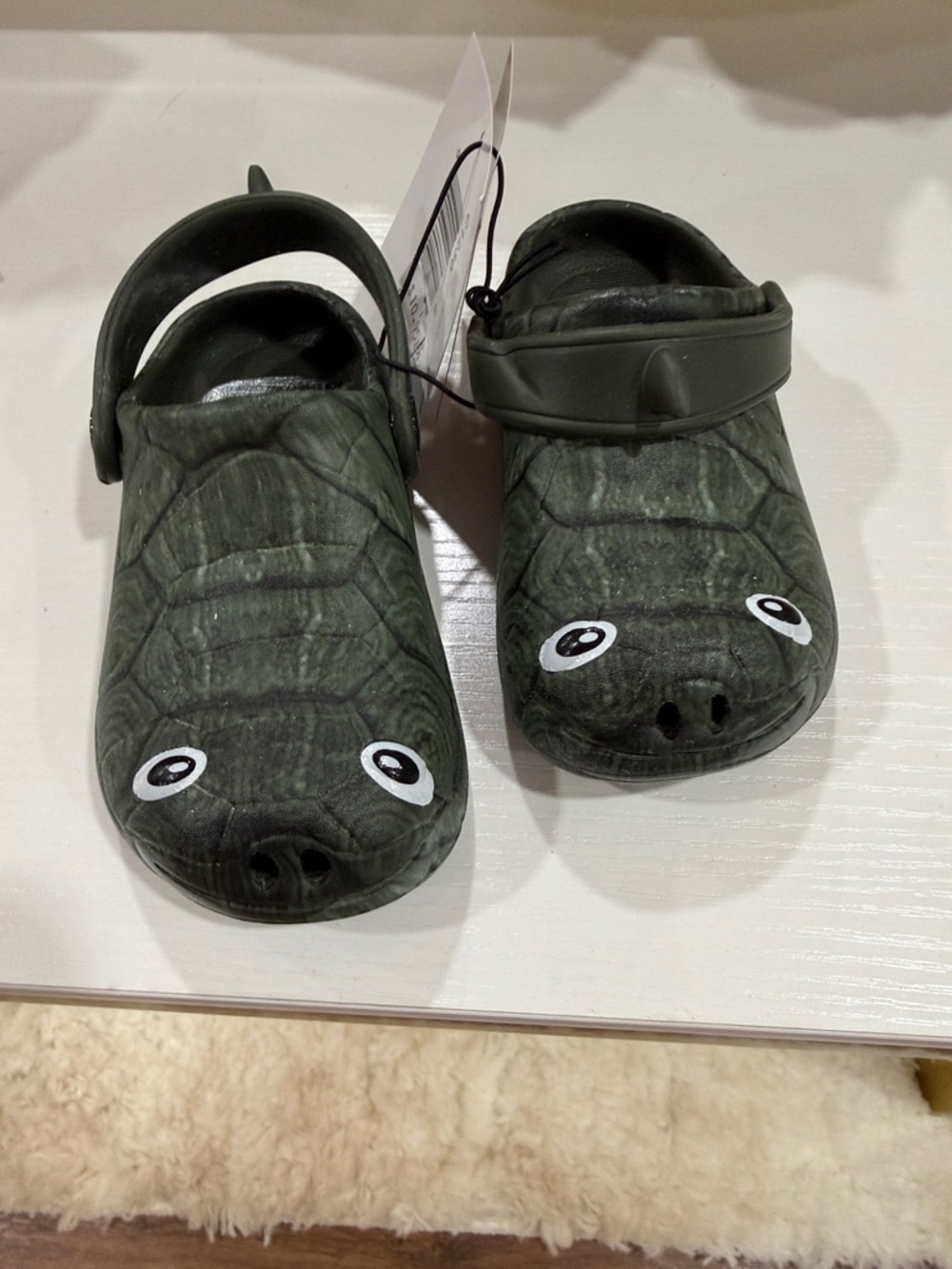 Kids Green Turtle-Print Slip-On Sandals with Heel Strap
